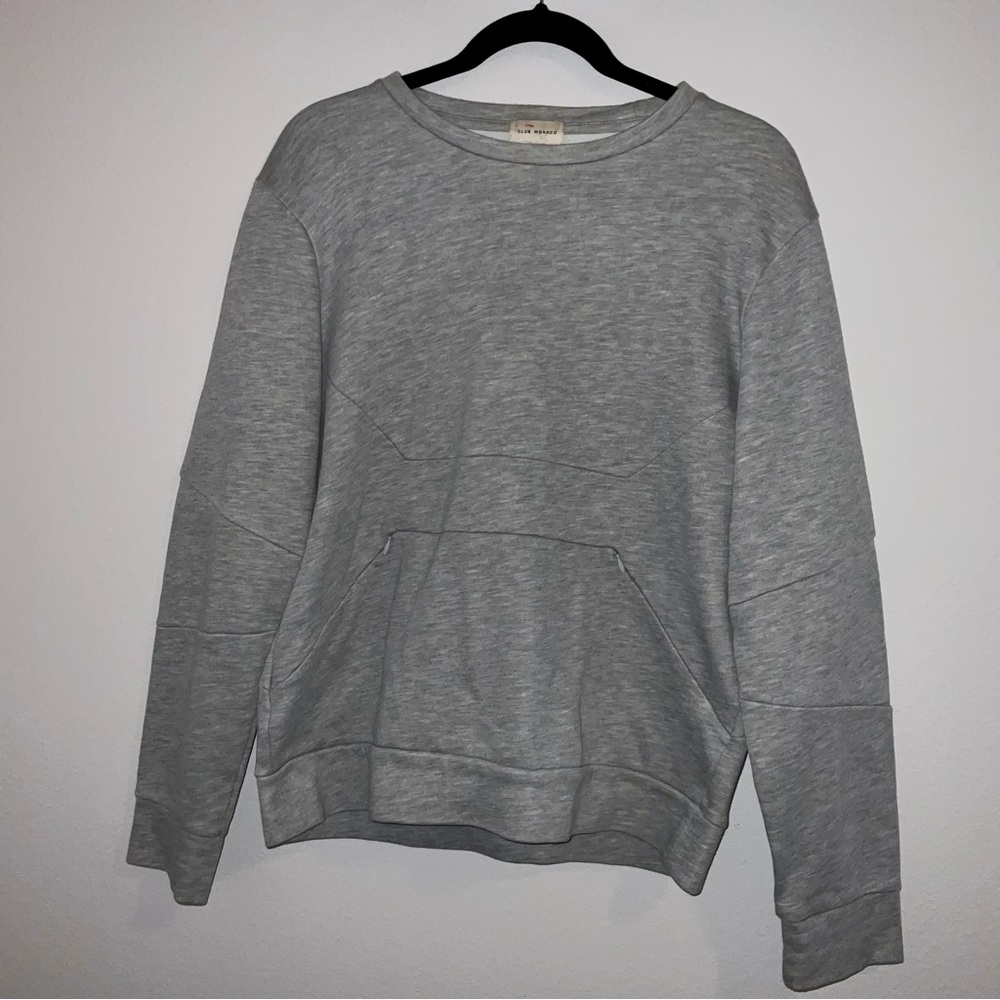 𝅺Club Monaco Women's Heather Gray Cotton Pullover Sweatshirt